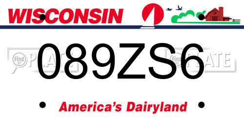 089ZS6 Wisconsin License Plate