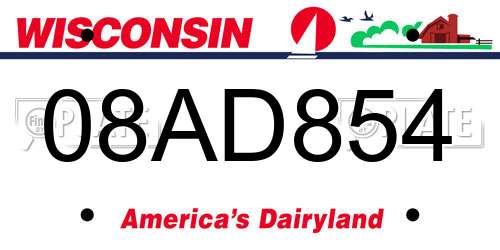 08AD854 Wisconsin License Plate