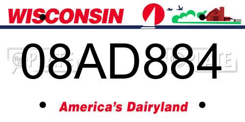 08AD884 Wisconsin License Plate
