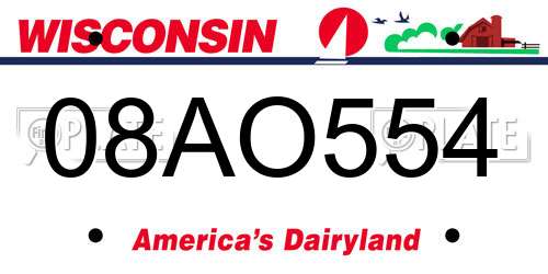 08AO554 Wisconsin License Plate