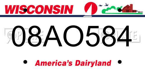 08AO584 Wisconsin License Plate