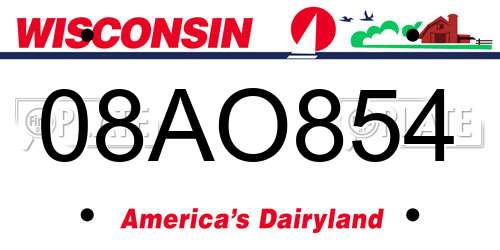 08AO854 Wisconsin License Plate