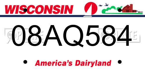 08AQ584 Wisconsin License Plate