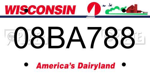 08BA788 Wisconsin License Plate