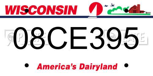 08CE395 Wisconsin License Plate