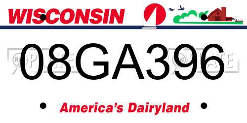 08GA396 Wisconsin License Plate
