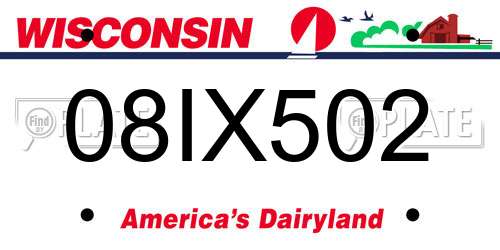08IX502 Wisconsin License Plate