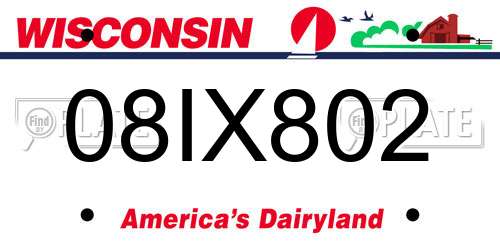 08IX802 Wisconsin License Plate