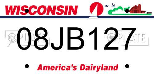 08JB127 Wisconsin License Plate