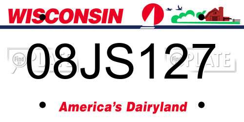 08JS127 Wisconsin License Plate