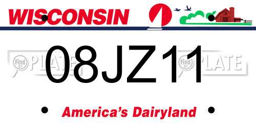 08JZ11 Wisconsin License Plate