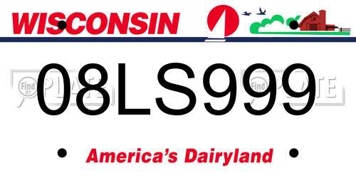 08LS999 Wisconsin License Plate