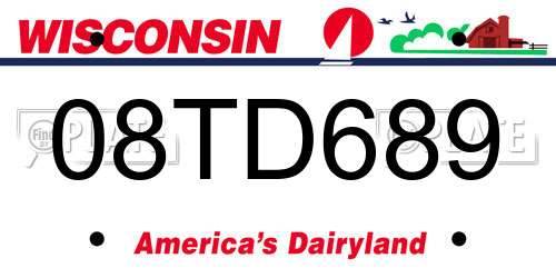 08TD689 Wisconsin License Plate