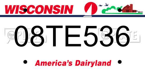 08TE536 Wisconsin License Plate