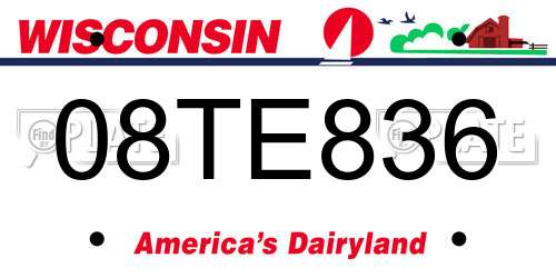 08TE836 Wisconsin License Plate