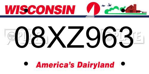 08XZ963 Wisconsin License Plate