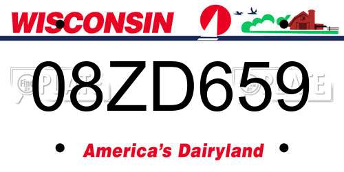 08ZD659 Wisconsin License Plate