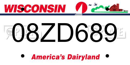 08ZD689 Wisconsin License Plate