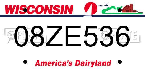 08ZE536 Wisconsin License Plate