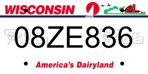 08ZE836 Wisconsin License Plate