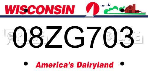 08ZG703 Wisconsin License Plate