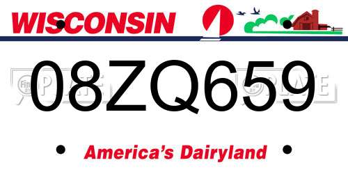 08ZQ659 Wisconsin License Plate