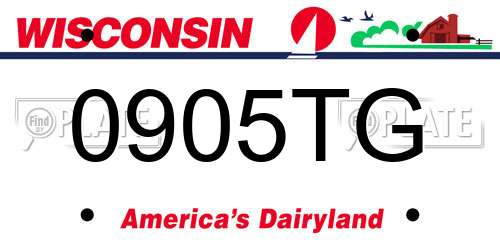 0905TG Wisconsin License Plate