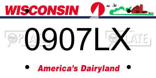 0907LX Wisconsin License Plate