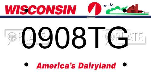 0908TG Wisconsin License Plate