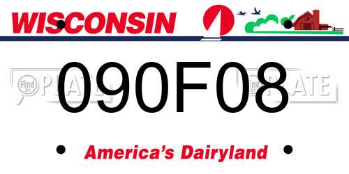 090F08 Wisconsin License Plate