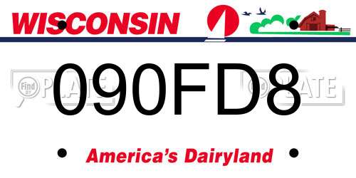 090FD8 Wisconsin License Plate