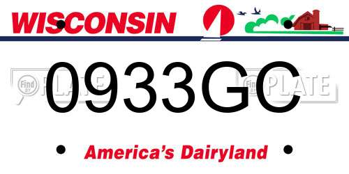 0933GC Wisconsin License Plate