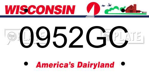 0952GC Wisconsin License Plate
