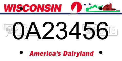 0A23456 Wisconsin License Plate