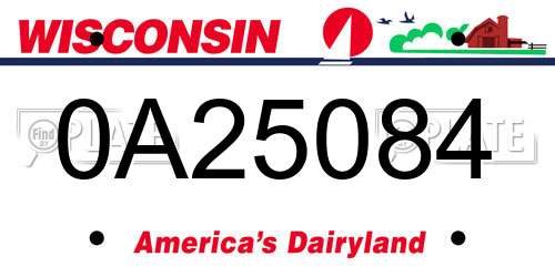 0A25084 Wisconsin License Plate