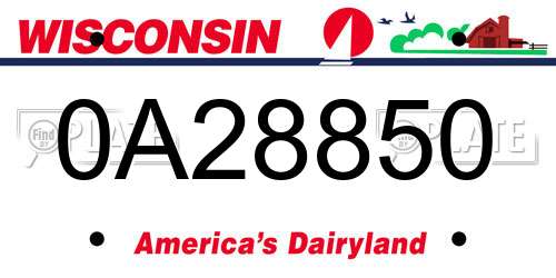 0A28850 Wisconsin License Plate