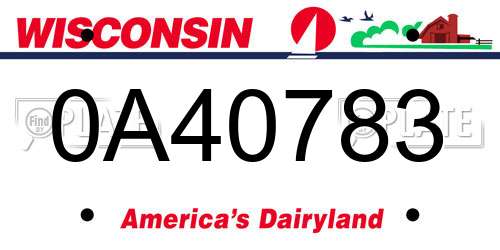 0A40783 Wisconsin License Plate