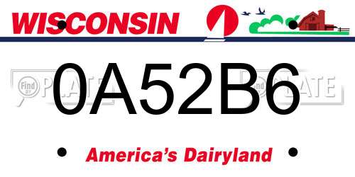0A52B6 Wisconsin License Plate