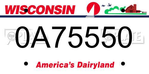 0A75550 Wisconsin License Plate