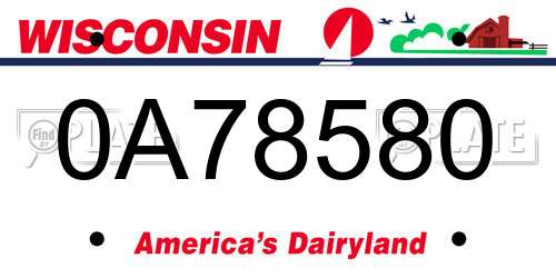 0A78580 Wisconsin License Plate