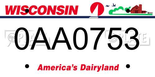 0AA0753 Wisconsin License Plate