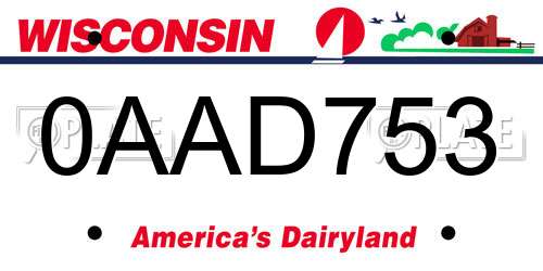 0AAD753 Wisconsin License Plate