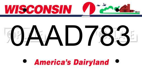 0AAD783 Wisconsin License Plate