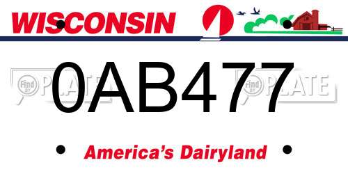 0AB477 Wisconsin License Plate