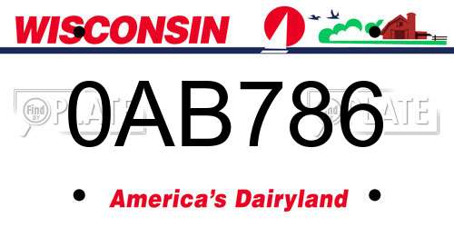 0AB786 Wisconsin License Plate