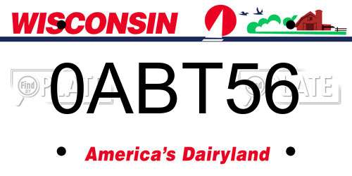 0ABT56 Wisconsin License Plate