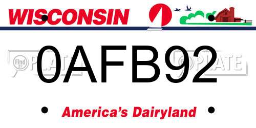 0AFB92 Wisconsin License Plate