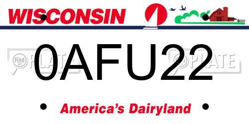 0AFU22 Wisconsin License Plate