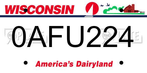 0AFU224 Wisconsin License Plate