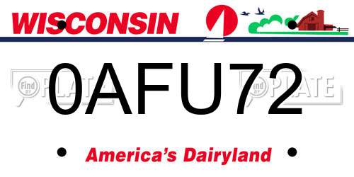 0AFU72 Wisconsin License Plate
